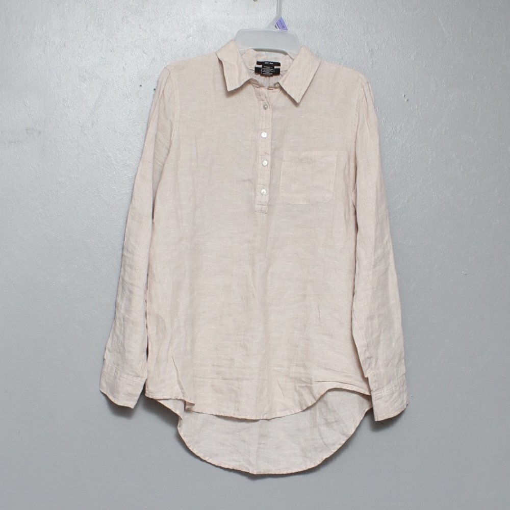 Jones New York Jones & Co linen neutral monochromatic beige blouse